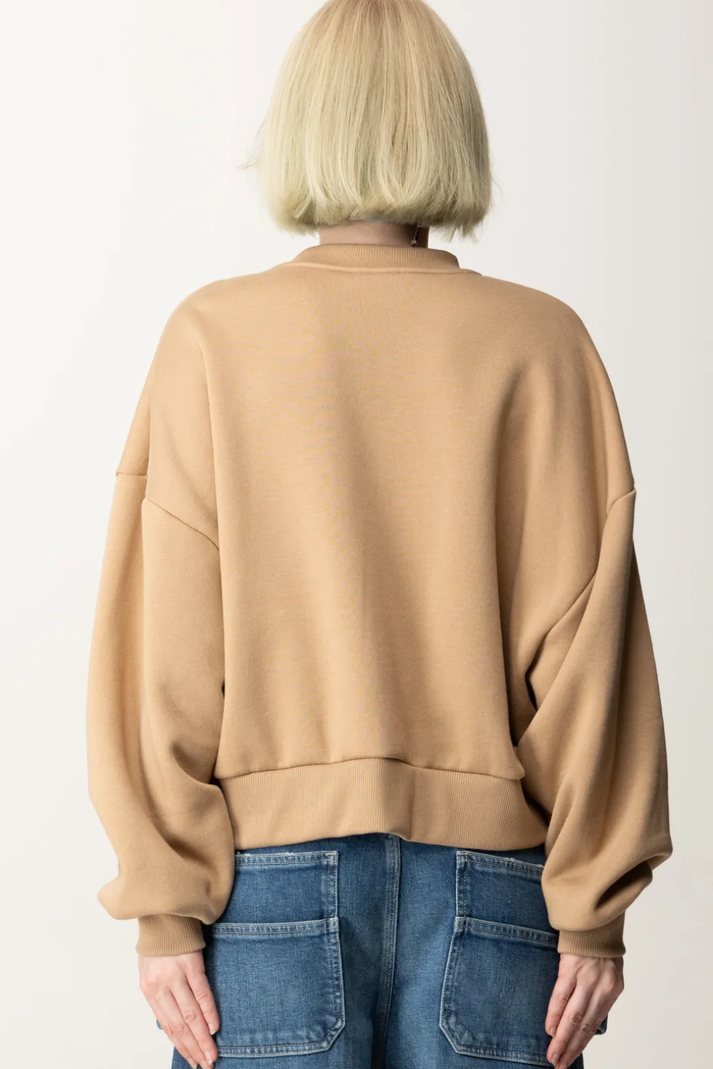 Elisabetta Franchi Felpa Cropped con Logo CollegeCAMEL