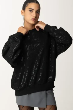 Elisabetta Franchi Felpa In Cotone LetteringNERO