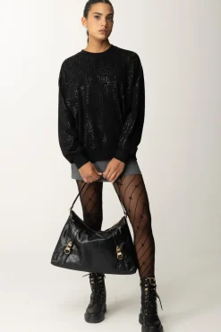 Elisabetta Franchi Felpa In Cotone LetteringNERO