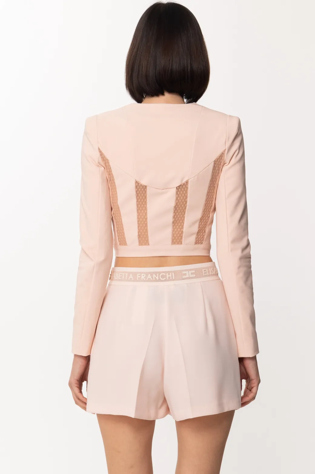 Elisabetta Franchi Giacca Crop Effetto BustierROSA BABY