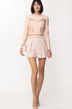 Elisabetta Franchi Giacca Crop Effetto BustierROSA BABY