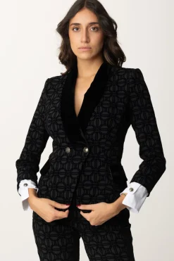 Elisabetta Franchi Giacca Doppiopetto Pattern FlockNERO