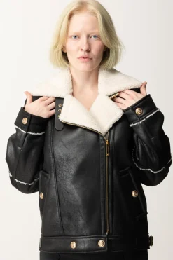 Elisabetta Franchi Giacca Aviatore Effetto PelleNERO