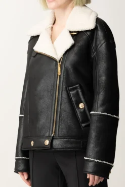 Elisabetta Franchi Giacca Aviatore Effetto PelleNERO