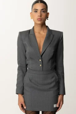 Elisabetta Franchi Giacca a Body In Fresco LanaSTEEL MELANGE