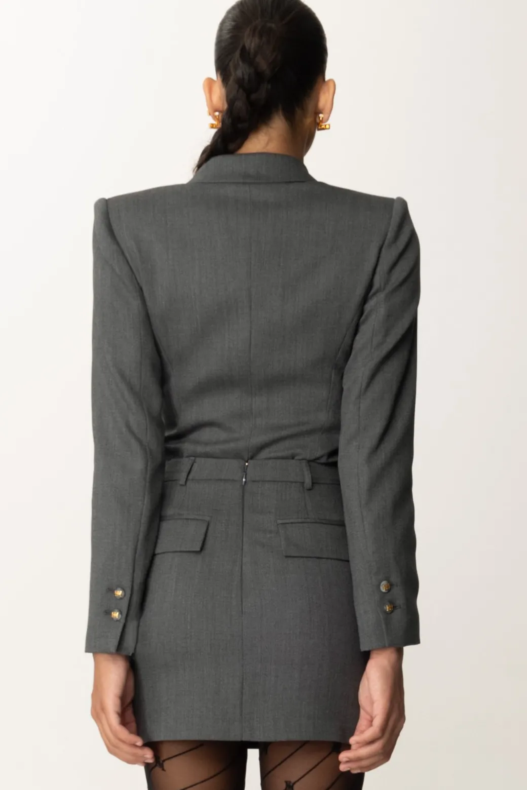 Elisabetta Franchi Giacca a Body In Fresco LanaSTEEL MELANGE