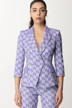 Elisabetta Franchi Giacca Doppiopetto Stampa Logo EfIRIS/BURRO