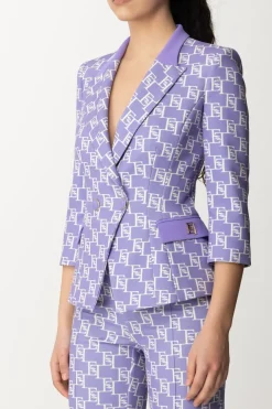 Elisabetta Franchi Giacca Doppiopetto Stampa Logo EfIRIS/BURRO