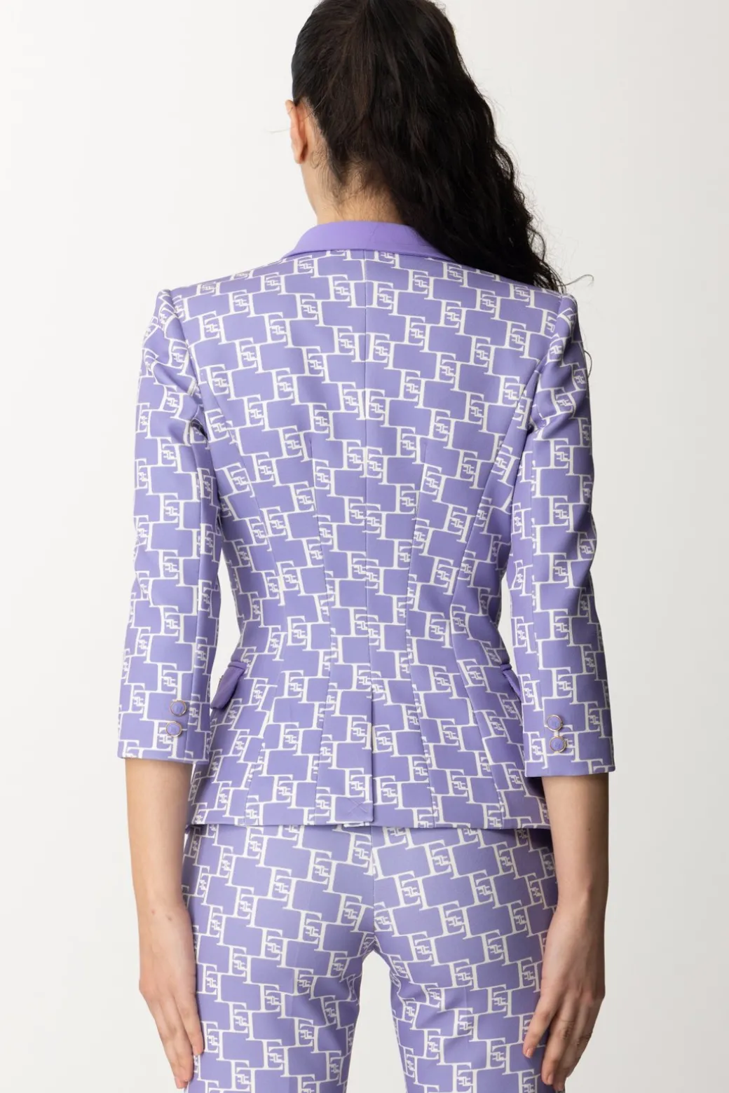 Elisabetta Franchi Giacca Doppiopetto Stampa Logo EfIRIS/BURRO