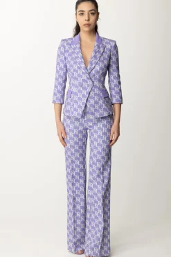 Elisabetta Franchi Giacca Doppiopetto Stampa Logo EfIRIS/BURRO