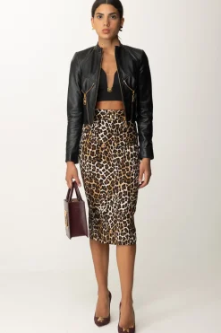 Elisabetta Franchi Giacca Biker In PelleNERO