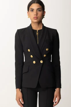 Elisabetta Franchi Giacca Doppiopetto con Ricamo StemmaNERO