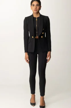 Elisabetta Franchi Giacca Doppiopetto con Ricamo StemmaNERO