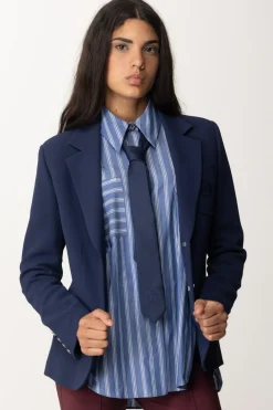 Elisabetta Franchi Giacca In Crêpe con Rever AmpioNAVY