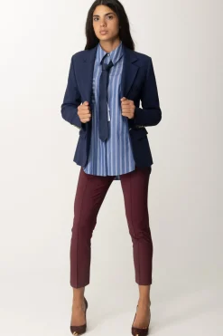 Elisabetta Franchi Giacca In Crêpe con Rever AmpioNAVY