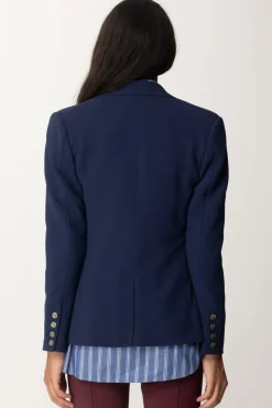 Elisabetta Franchi Giacca In Crêpe con Rever AmpioNAVY