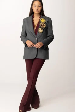 Elisabetta Franchi Giacca In Fresco Lana con PatchSTEEL MELANGE