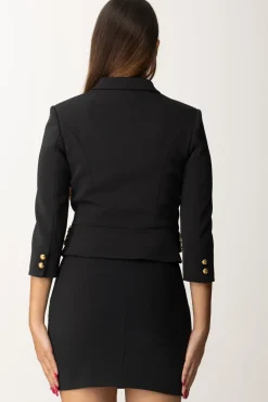 Elisabetta Franchi Giacca Cropped In Crêpe Stretch con CatenaNERO