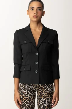 Elisabetta Franchi Giacca In Fresco Lana con Maniche a 3/4NERO