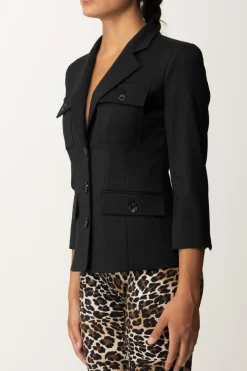 Elisabetta Franchi Giacca In Fresco Lana con Maniche a 3/4NERO