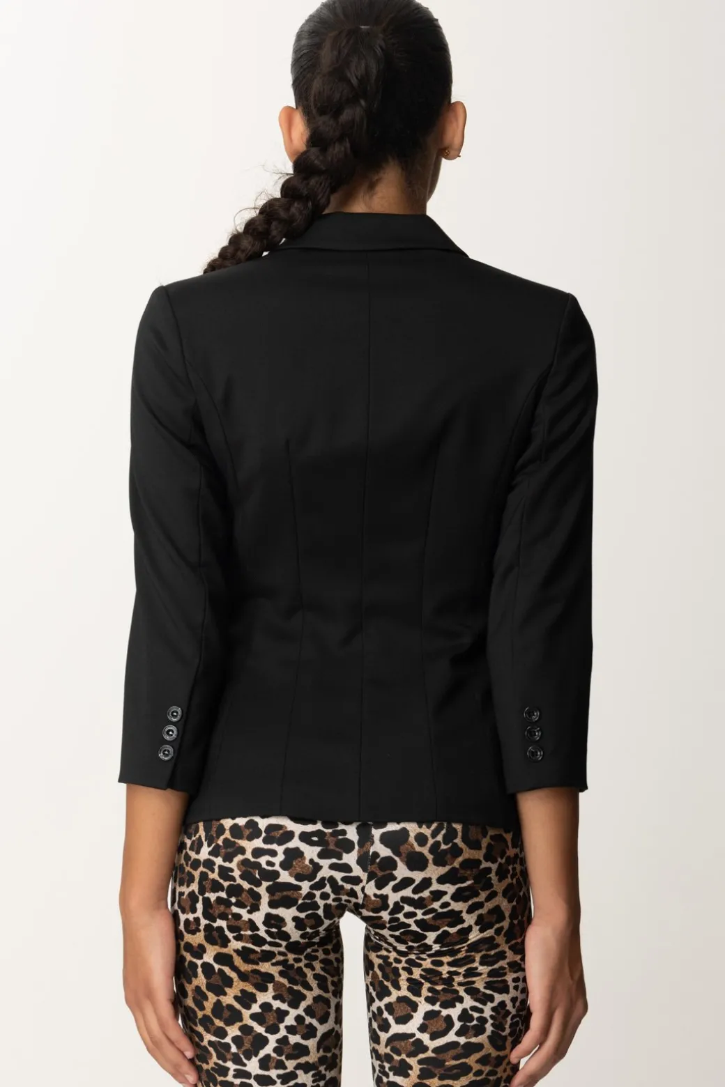 Elisabetta Franchi Giacca In Fresco Lana con Maniche a 3/4NERO