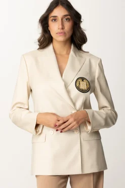 Elisabetta Franchi Giacca Doppiopetto In Lana con PatchCREMA