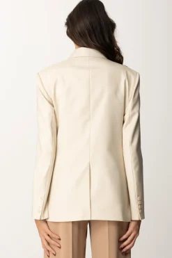 Elisabetta Franchi Giacca Doppiopetto In Lana con PatchCREMA