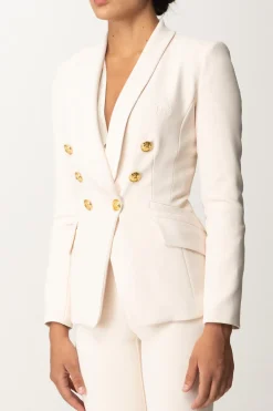 Elisabetta Franchi Giacca Doppiopetto con Ricamo StemmaBURRO