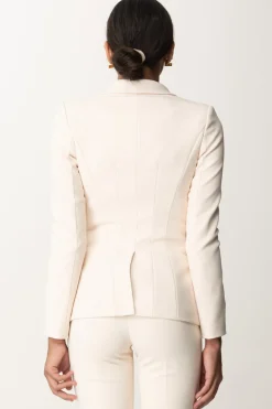 Elisabetta Franchi Giacca Doppiopetto con Ricamo StemmaBURRO