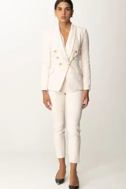 Elisabetta Franchi Giacca Doppiopetto con Ricamo StemmaBURRO