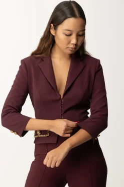 Elisabetta Franchi Giacca Cropped In Crêpe Stretch con CatenaROUGE NOIR