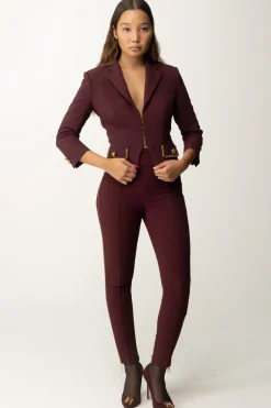 Elisabetta Franchi Giacca Cropped In Crêpe Stretch con CatenaROUGE NOIR