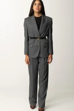 Elisabetta Franchi Giacca In Fresco Lana con CinturaSTEEL MELANGE