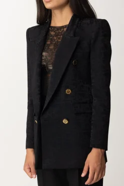 Elisabetta Franchi Giacca Doppiopetto In Crêpe JacquardNERO