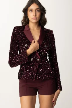 Elisabetta Franchi Giacca Doppiopetto con PailettesROUGE NOIR