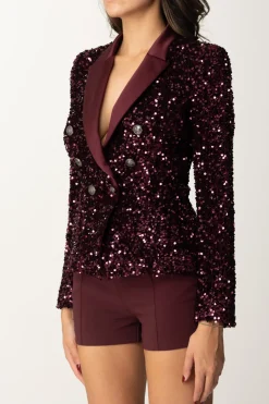 Elisabetta Franchi Giacca Doppiopetto con PailettesROUGE NOIR