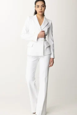 Elisabetta Franchi Giacca Doppiopetto con Taglio In VitaAVORIO