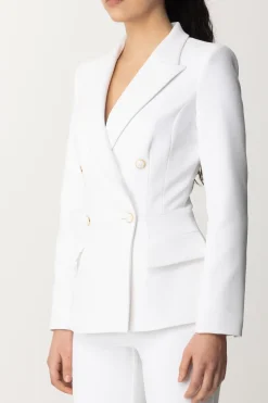 Elisabetta Franchi Giacca Doppiopetto con Taglio In VitaAVORIO