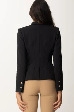 Elisabetta Franchi Giacca Doppiopetto Stretch con Puntali GoldNERO