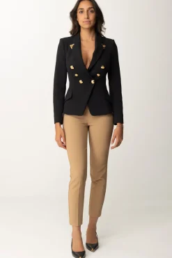 Elisabetta Franchi Giacca Doppiopetto Stretch con Puntali GoldNERO