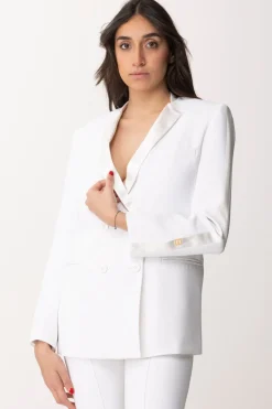 Elisabetta Franchi Giacca Doppiopetto con Revers In RasoAVORIO