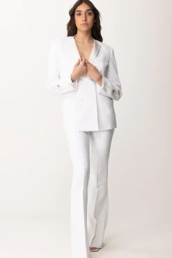 Elisabetta Franchi Giacca Doppiopetto con Revers In RasoAVORIO