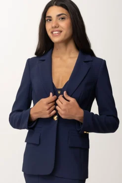 Elisabetta Franchi Giacca Monopetto In Crepe StretchNAVY