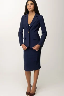 Elisabetta Franchi Giacca Monopetto In Crepe StretchNAVY