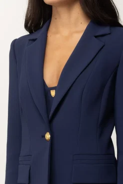 Elisabetta Franchi Giacca Monopetto In Crepe StretchNAVY