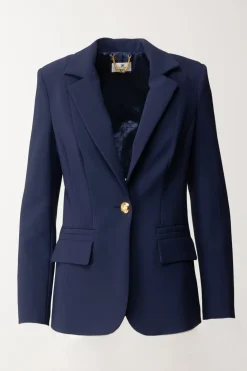 Elisabetta Franchi Giacca Monopetto In Crepe StretchNAVY