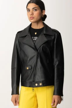 Elisabetta Franchi Giacca In Pelle Biker OversizeNERO