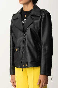 Elisabetta Franchi Giacca In Pelle Biker OversizeNERO