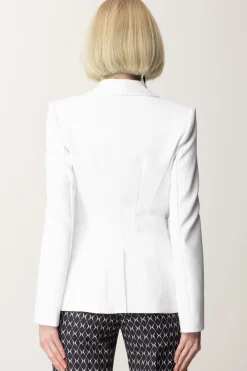 Elisabetta Franchi Giacca Doppiopetto con Ricamo StemmaAVORIO