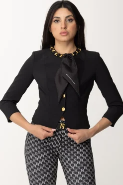 Elisabetta Franchi Giacca con Accessorio In CatenaNERO